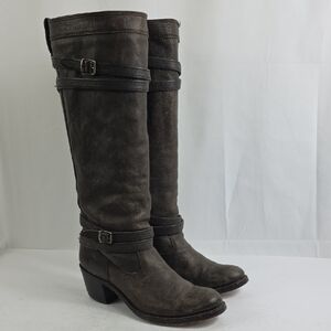 Frye Jane Strappy Leather Tall Heels Moto Boho Women's Boot